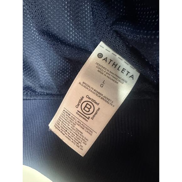 ATHLETA 2 PC Set Bomber Jacket & Wide Leg Crop Pant Navy Leopard Size Large 12 - Picture 6 of 16